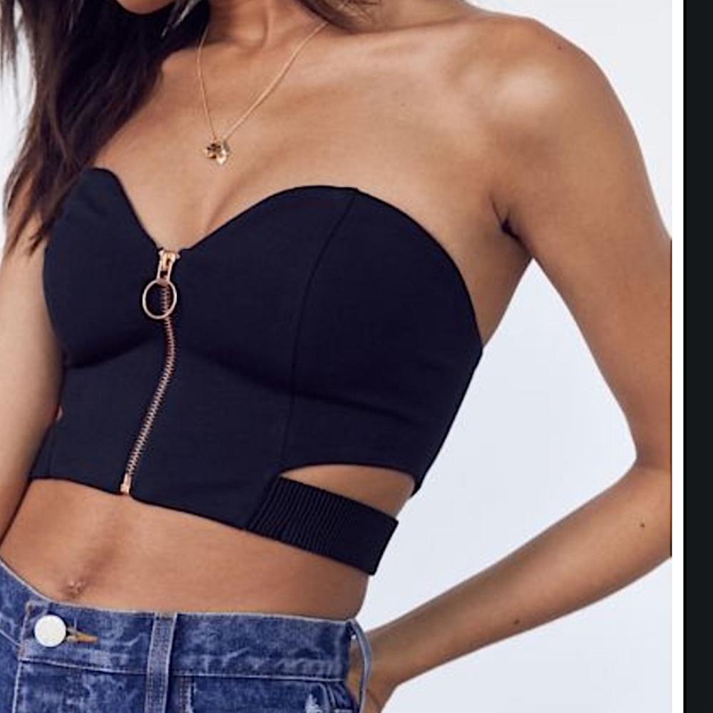 Silence + Noise Zip-Up Cropped Bustier Top